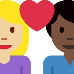 Couple with Heart: Woman, Man, Medium-Light Skin Tone, Dark Skin Tone — Twitter