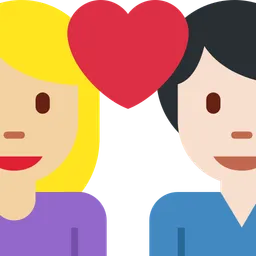 Couple with Heart: Woman, Man, Medium-Light Skin Tone, Light Skin Tone — Twitter