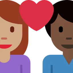 Couple with Heart: Woman, Man, Medium Skin Tone, Dark Skin Tone — Twitter