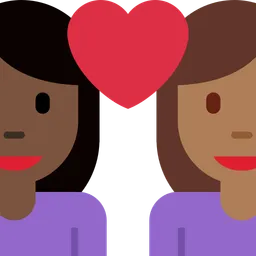 Couple with Heart: Woman, Woman, Dark Skin Tone, Medium-Dark Skin Tone — Twitter