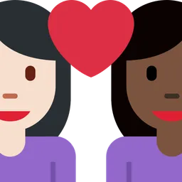 Couple with Heart: Woman, Woman, Light Skin Tone, Dark Skin Tone — Twitter