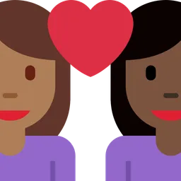 Couple with Heart: Woman, Woman, Medium-Dark Skin Tone, Dark Skin Tone — Twitter