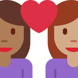 Couple with Heart: Woman, Woman, Medium-Dark Skin Tone, Medium Skin Tone — Twitter