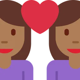 Couple with Heart: Woman, Woman, Medium-Dark Skin Tone — Twitter