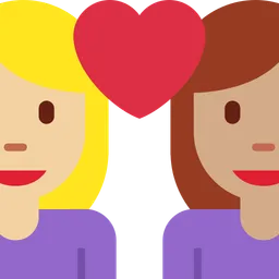 Couple with Heart: Woman, Woman, Medium-Light Skin Tone, Medium Skin Tone — Twitter