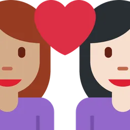 Couple with Heart: Woman, Woman, Medium Skin Tone, Light Skin Tone — Twitter