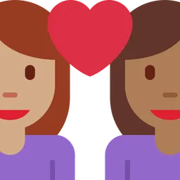 Couple with Heart: Woman, Woman, Medium Skin Tone, Medium-Dark Skin Tone — Twitter