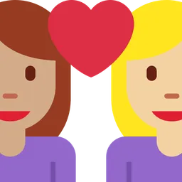 Couple with Heart: Woman, Woman, Medium Skin Tone, Medium-Light Skin Tone — Twitter