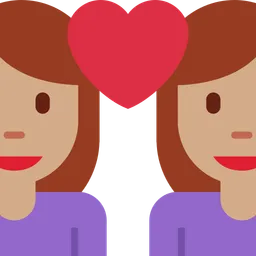 Couple with Heart: Woman, Woman, Medium Skin Tone — Twitter
