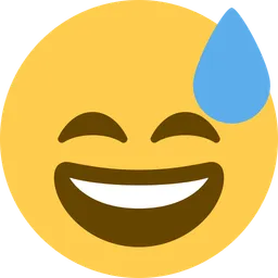 땀을 흘리며 웃는 얼굴 — Twitter