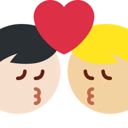 Kiss: Man, Man, Light Skin Tone, Medium-Light Skin Tone — Twitter