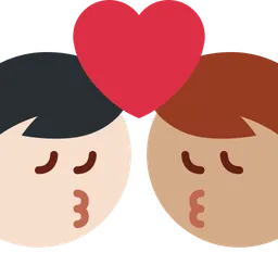 Kiss: Man, Man, Light Skin Tone, Medium Skin Tone — Twitter