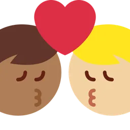 Kiss: Man, Man, Medium-Dark Skin Tone, Medium-Light Skin Tone — Twitter