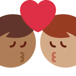 Kiss: Man, Man, Medium-Dark Skin Tone, Medium Skin Tone — Twitter