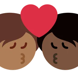 Kiss: Person, Person, Medium-Dark Skin Tone, Dark Skin Tone — Twitter