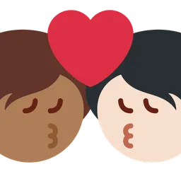 Kiss: Person, Person, Medium-Dark Skin Tone, Light Skin Tone — Twitter