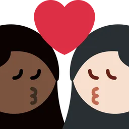 키스: 여자, 여자, 어두운 피부 톤, 밝은 피부 톤 — Twitter