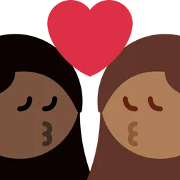 Kiss: Woman, Woman, Dark Skin Tone, Medium-Dark Skin Tone — Twitter