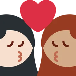 Kiss: Woman, Woman, Light Skin Tone, Medium Skin Tone — Twitter