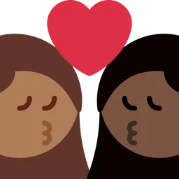Kiss: Woman, Woman, Medium-Dark Skin Tone, Dark Skin Tone — Twitter