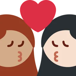 Kiss: Woman, Woman, Medium Skin Tone, Light Skin Tone — Twitter
