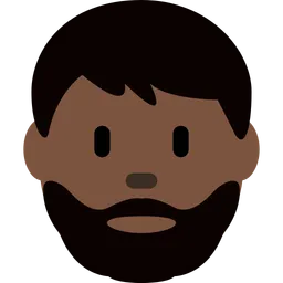 Man: Dark Skin Tone, Beard — Twitter