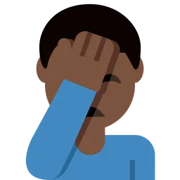 Man Facepalming: Dark Skin Tone — Twitter