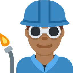 Man Factory Worker: Medium-Dark Skin Tone — Twitter