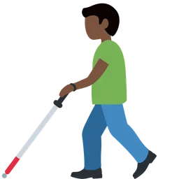Man with White Cane: Dark Skin Tone — Twitter