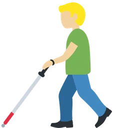 Man with White Cane: Medium-Light Skin Tone — Twitter