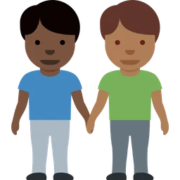 Men Holding Hands: Dark Skin Tone, Medium-Dark Skin Tone — Twitter