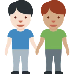 Men Holding Hands: Light Skin Tone, Medium Skin Tone — Twitter