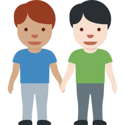 Men Holding Hands: Medium Skin Tone, Light Skin Tone — Twitter