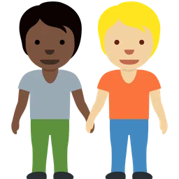 People Holding Hands: Dark Skin Tone, Medium-Light Skin Tone — Twitter
