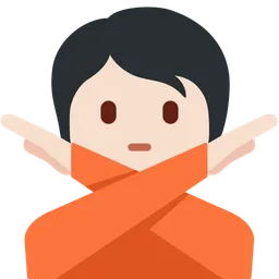 아니오 제스처를 취하는 사람: 밝은 피부 톤 — Twitter