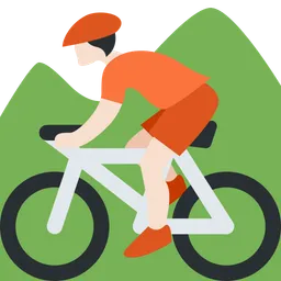 Person Mountain Biking: Light Skin Tone — Twitter