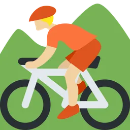 Person Mountain Biking: Medium-Light Skin Tone — Twitter