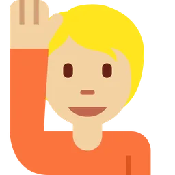 Person Raising Hand: Medium-Light Skin Tone — Twitter