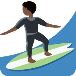 Person Surfing: Dark Skin Tone — Twitter