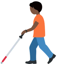 Person with White Cane: Dark Skin Tone — Twitter