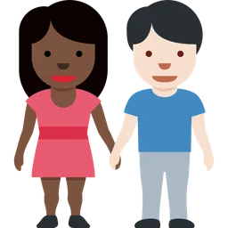 Woman and Man Holding Hands: Dark Skin Tone, Light Skin Tone — Twitter