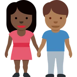 Woman and Man Holding Hands: Dark Skin Tone, Medium-Dark Skin Tone — Twitter