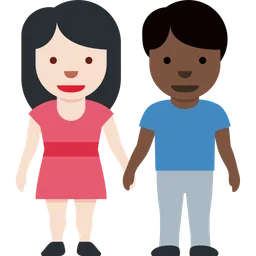 Woman and Man Holding Hands: Light Skin Tone, Dark Skin Tone — Twitter