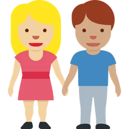 Woman and Man Holding Hands: Medium-Light Skin Tone, Medium Skin Tone — Twitter