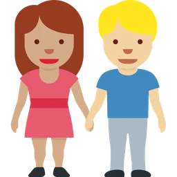 Woman and Man Holding Hands: Medium Skin Tone, Medium-Light Skin Tone — Twitter