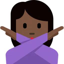 Woman Gesturing No: Dark Skin Tone — Twitter