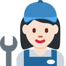 Woman Mechanic: Light Skin Tone — Twitter