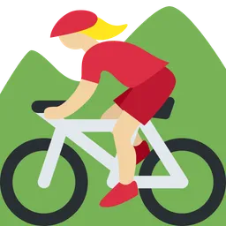 Woman Mountain Biking: Medium-Light Skin Tone — Twitter
