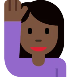 Woman Raising Hand: Dark Skin Tone — Twitter