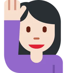 손을 들어 올리는 여성: 밝은 피부 톤 — Twitter